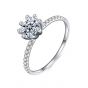 Women Eight Claw Round Moissanite CZ 925 Sterling Silver Ring