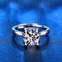 Simple Round Moissanite CZ Cowhead 925 Sterling Silver Adjustable Ring