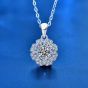 Beautiful Moissanite CZ Micro Setting Flower 925 Sterling Silver Necklace