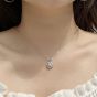 Beautiful Moissanite CZ Micro Setting Flower 925 Sterling Silver Necklace