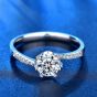 Party Six Claw Round  Moissanite CZ 925 Sterling Silver Adjustable Ring