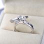Wedding Love you forever Letters CZ Hearts 925 Sterling Silver Adjustable Promise Ring