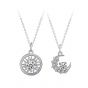 Casual Moissanite CZ Crescent Moon Sun 925 Sterling Silver Necklace