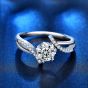 Fashion Six Claw Moissanite CZ Tail 925 Sterling Silver Ring
