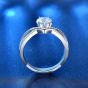 Lady Six Claw Round Moissanite CZ Crown Cross 925 Sterling Silver Adjustable Ring