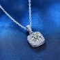 Office Round Moissanite CZ Square Border 925 Sterling Silver Necklace