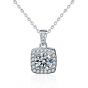Office Round Moissanite CZ Square Border 925 Sterling Silver Necklace