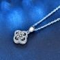 Women Moissanite CZ Hollow Four Leaf Clover Lucky 925 Sterling Silver Necklace