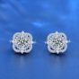 Classic Lucky Moissanite CZ Four Leaf Clover 925 Sterling Silver Stud Earrings