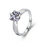 Simple Round Moissanite CZ  925 Sterling Silver Adjustable Couple Ring