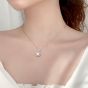 Casual Round Moissanite CZ Circle Border 925 Sterling Silver Necklace