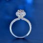 Hot Round Moissanite CZ Flower Bud Crown 925 Sterling Silver Ring