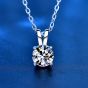 Simple Four Claw Moissanite CZ Bunny Rabbit 925 Sterling Silver Necklace