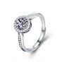 Casual Round Moissanite CZ Border 925 Sterling Silver Adjustable Ring