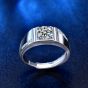 Men's Geometry Square Moissanite CZ 925 Sterling Silver Adjustable Ring