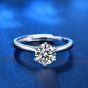 Wedding Simple Six Claw Moissanite CZ 25 Sterling Silver Adjustable Ring