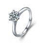 Wedding Simple Six Claw Moissanite CZ 25 Sterling Silver Adjustable Ring