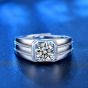Simple Men Geometry Moissanite CZ Square 925 Sterling Silver Ring