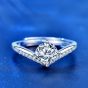 Girl Round Moissanite CZ Princess Crown 925 Sterling Silver Adjustable Ring