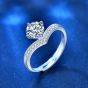 Girl Round Moissanite CZ Princess Crown 925 Sterling Silver Adjustable Ring