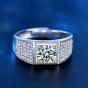 Classic Men's Geometry Moissanite CZ Square 925 Sterling Silver Ring