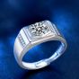 Men's Fashion Moissanite CZ Rectangle 925 Sterling Silver Ring