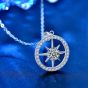 Classic Moissanite CZ Octopus Star Circle Border 925 Sterling Silver Necklace