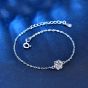 Simple Six Claw Round Moissanite CZ 925 Sterling Silver Bracelet