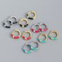 Fashion Colorful Epoxy Round CZ 925 Sterling Silver Hoop Earrings