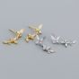 Elegant CZ Flying Butterflies 925 Sterling Silver Dangling Earrings