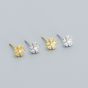 Sweet CZ Plum Blossom Flowers 925 Sterling Silver Stud Earrings
