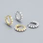 Women Round Mini Shell Pearls 925 Sterling Silver Hoop Earrings