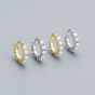 Women Round Mini Shell Pearls 925 Sterling Silver Hoop Earrings
