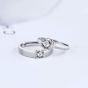 Simple Round CZ Flower Border Geometry 925 Sterling Silver Adjustable Ring