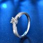 Simple Round Four Claw Moissanite CZ 925 Sterling Silver Ring