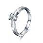 Simple Round Four Claw Moissanite CZ 925 Sterling Silver Ring