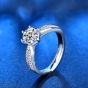 Modern Princess Six Claw Moissanite CZ 925 Sterling Silver Adjustable Ring