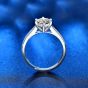 Modern Princess Six Claw Moissanite CZ 925 Sterling Silver Adjustable Ring