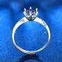 Classic Six Claw Moissanite CZ Crown 925 Sterling Silver Adjustable Ring