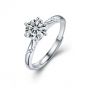 Classic Six Claw Moissanite CZ Crown 925 Sterling Silver Adjustable Ring