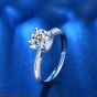 Classic Cowhead Four Claw Moissanite CZ 925 Sterling Silver Ring