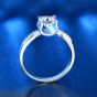 Classic Cowhead Four Claw Moissanite CZ 925 Sterling Silver Ring