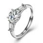 New Round Moissanite CZ Simple 925 Sterling Silver Adjustable Ring