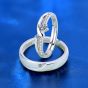 Honey Moon Simple CZ Twisted Cross 925 Sterling Silver Adjustable Couple Ring