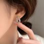 Office Double Layers White CZ Epoxy Circles 925 Sterling Silver Hoop Earrings