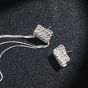 Asymmetric Irregular Square Lavas Tassels 925 Sterling Silver Dangling Earrings