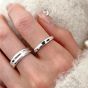 Wedding Mini Black Epoxy Heart 925 Sterling Silver Adjustable Ring