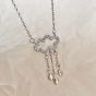 Holiday Hollow CZ Could Rain Drop Tassels 925 Sterling Silver Necklace