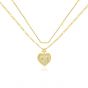 Promise Double Layers Irregular Heart CZ 925 Sterling Silver Necklace