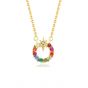 Beautiful Colorful CZ Circle Octopus Star 925 Sterling Silver Necklace